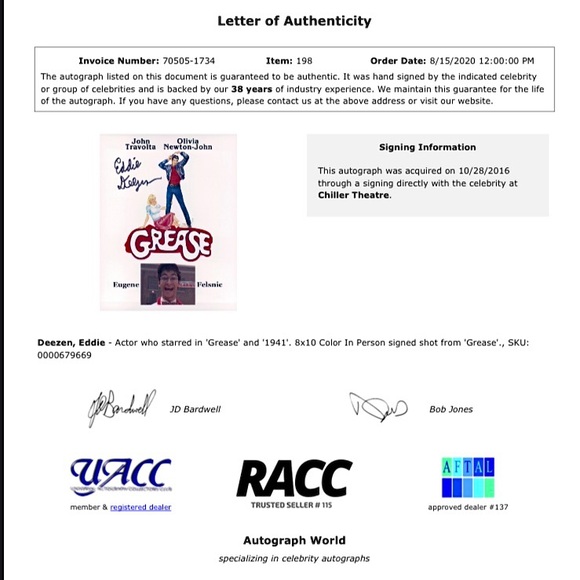 GREASE Signed 8x10 Photo / EDDIE DEEZEN As Eugene Felsnic / POLAR EXPRESS Actor! - Picture 4 of 5